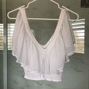 Forever 21 White Lace Off-Shoulder Crop Top